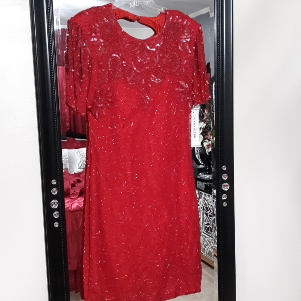 Red sequins dress